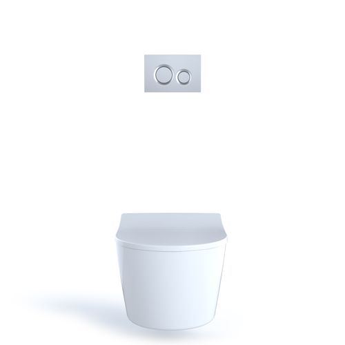 Main product image of RP Wall-Hung D-Shape Toilet and DuoFit In-Wall 1.28 and 0.9 GPF Dual-Flush Tank System with Copper Supply, Matte Silver - CWT447247CMFG#MS