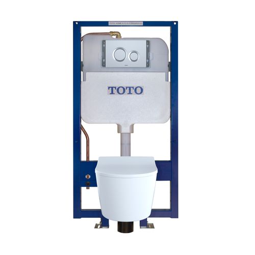 Main product image of RP Wall-Hung D-Shape Toilet and DuoFit In-Wall 1.28 and 0.9 GPF Dual-Flush Tank System with Copper Supply, Matte Silver - CWT447247CMFG#MS
