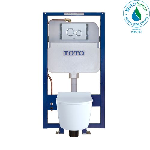 Main product image of RP Wall-Hung D-Shape Toilet and DuoFit In-Wall 1.28 and 0.9 GPF Dual-Flush Tank System with Copper Supply, Matte Silver - CWT447247CMFG#MS