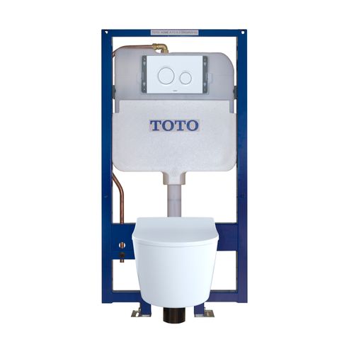 Main product image of RP Wall-Hung D-Shape Toilet and DuoFit In-Wall 1.28 and 0.9 GPF Dual-Flush Tank System with Copper Supply, White Matte - CWT447247CMFG#WH