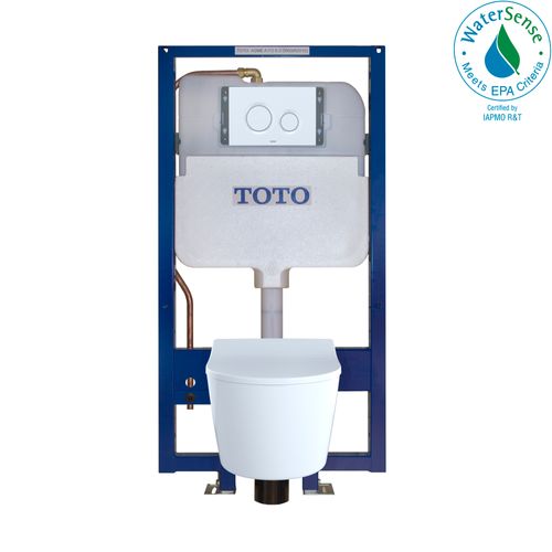 Main product image of RP Wall-Hung D-Shape Toilet and DuoFit In-Wall 1.28 and 0.9 GPF Dual-Flush Tank System with Copper Supply, White Matte - CWT447247CMFG#WH