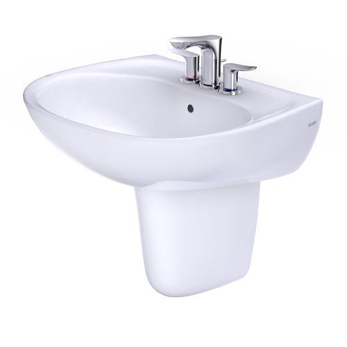 Main product image of LHT241.4G#01 Supreme Oval Wall-Mount Bathroom Sink w/ CEFIONTECT and Shroud for 4" Center Faucets (Cotton White)