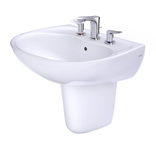 Main product image of LHT241.8G#01 Supreme Oval Wall-Mount Bathroom Sink w/ CEFIONTECT and Shroud for 8" Center Faucets (Cotton White)