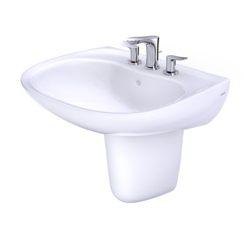 Main product image of LHT242.8G#01 Prominence Oval Wall-Mount Bathroom Sink w/ CEFIONTECT and Shroud for 8" Center Faucets (Cotton White)