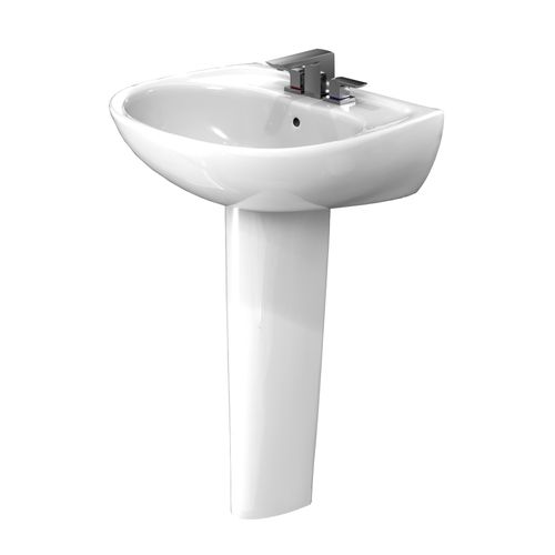 Main product image of LPT241.4G#01 Supreme Oval Basin Pedestal Bathroom Sink w/ CEFIONTECT for 4" Center Faucets (Cotton White)