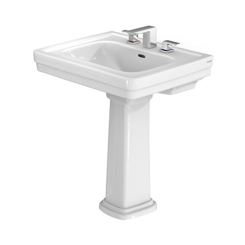 Main product image of LPT530.8N#01 Promenade 27-1/2" x 22-1/4" Rectangular Pedestal Bathroom Sink for 8" Center Faucets (Cotton White)