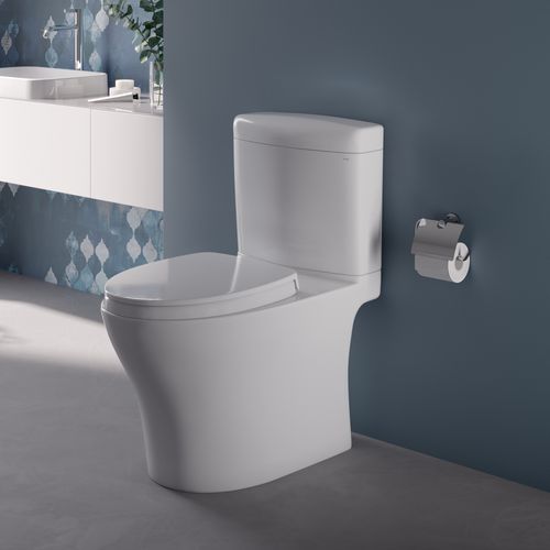 Main product image of Aquia IV Cube Two-Piece Elongated Dual Flush 1.28 and 0.9 GPF Universal Height Toilet with CEFIONTECT, WASHLET+ Ready, Cotton White - MS436124CEMFGN#01