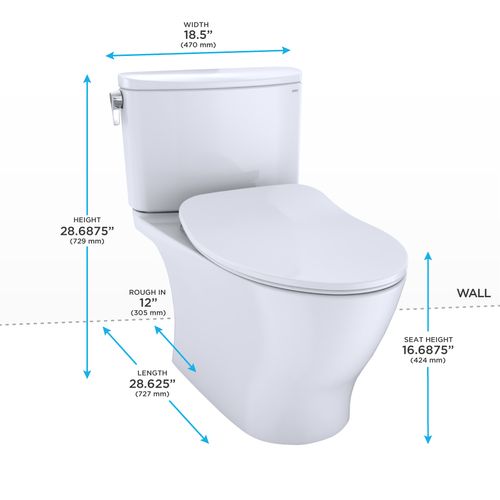 Main product image of Nexus Two-Piece Elongated 1.28 GPF Universal Height Toilet with CEFIONTECT and SS234 SoftClose Seat, WASHLET+ Ready, Cotton White - MS442234CEFG#01