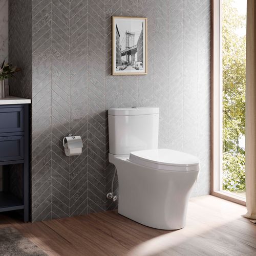 Main product image of Aquia IV Two-Piece Elongated Dual Flush 1.28 and 0.9 GPF Universal Height Toilet with CEFIONTECT, WASHLET+ Ready, Cotton White - MS446124CEMFGN#01