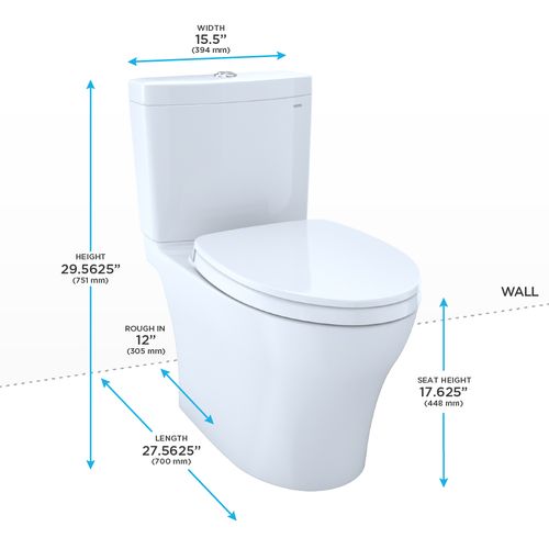Main product image of Aquia IV Two-Piece Elongated Dual Flush 1.28 and 0.9 GPF Universal Height Toilet, WASHLET+ Ready, Ebony - MS446124CEMFN#51