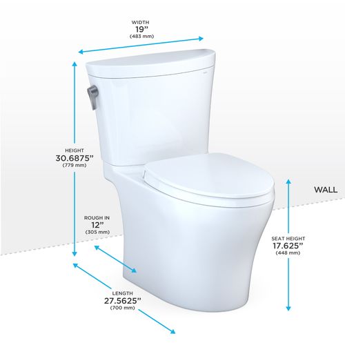 Main product image of Aquia IV Arc Two-Piece Elongated Dual Flush 1.28 and 0.9 GPF Universal Height Toilet with CEFIONTECT, WASHLET+ Ready, Cotton White - MS448124CEMFGN#01