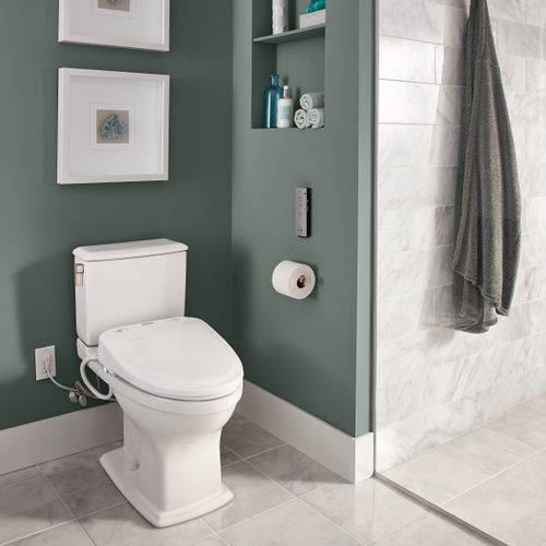 Main product image of Connelly WASHLET+ Two-Piece Elongated Dual Flush 1.28 and 0.9 GPF Universal Height Toilet with CEFIONTECT and Right Hand Lever, Cotton White - MS494124CEMFRG#01