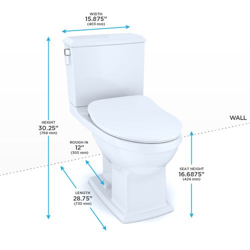 Main product image of Connelly Two-Piece Elongated Dual Flush 1.28 and 0.9 GPF Toilet with CEFIONTECT, WASHLET+ Ready, Cotton White - MS494234CEMFG#01