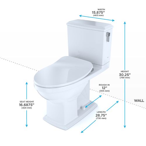 Main product image of Connelly Two-Piece Elongated Dual Flush 1.28 and 0.9 GPF with CEFIONTECT and Right Lever, WASHLET+ Ready, Cotton White - MS494234CEMFRG#01