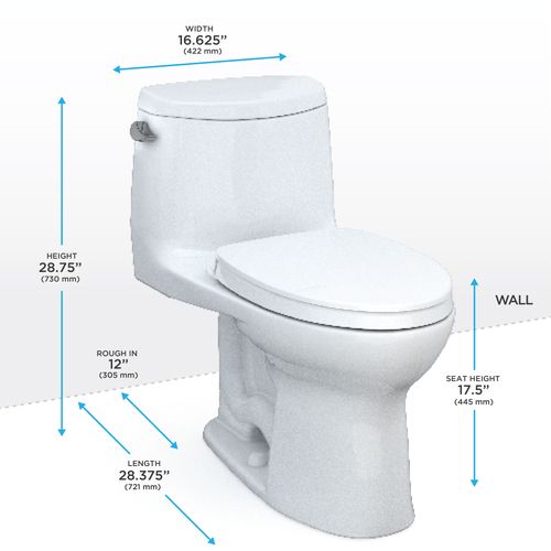Main product image of Ultramax II 1.28 GPF One-Piece Elongated Toilet w/ CEFIONTECT Ceramic Glaze, SoftClose Seat, & Tornado Flush (Cotton White)