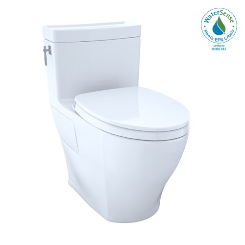 Main product image of Aimes WASHLET+ One-Piece Elongated 1.28 GPF Universal Height Skirted Toilet with CEFIONTECT, Cotton White - MS626124CEFG#01
