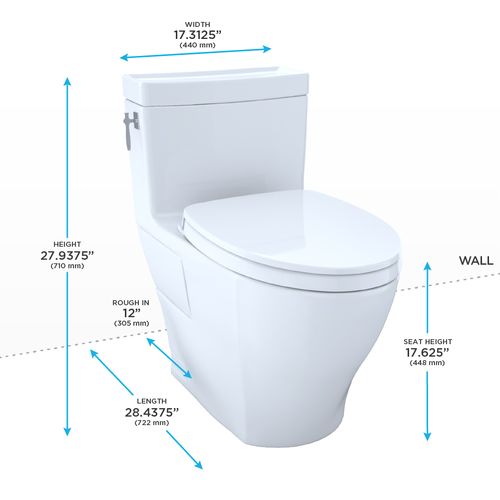 Main product image of Aimes WASHLET+ One-Piece Elongated 1.28 GPF Universal Height Skirted Toilet with CEFIONTECT, Bone - MS626124CEFG#03
