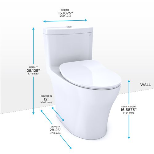 Main product image of Aquia IV One-Piece Elongated Dual Flush 1.28 and 0.9 GPF Universal Height, WASHLET+ Ready Toilet with CEFIONTECT, Cotton White- MS646234CEMFGN#01