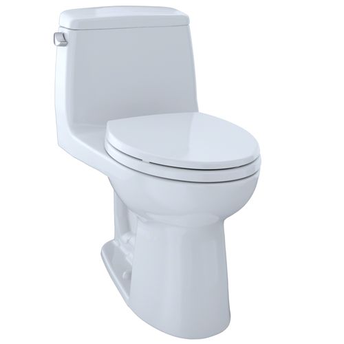 Main product image of Eco Ultramax 1.28 GPF One-Piece Elongated Toilet w/ CEFIONTECT Ceramic Glaze, SoftClose Seat, & E-MAX Flush System (Left Trip Lever) (Cotton White)