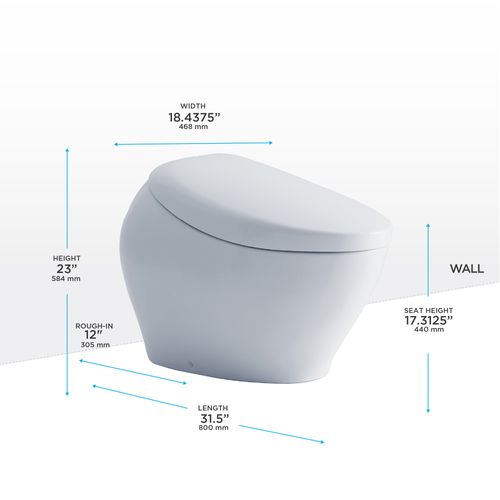 Main product image of NEOREST NX1 Dual Flush 1.0 or 0.8 GPF Toilet with Integrated Bidet Seat, EWATER+ - Cotton White - MS902CUMFG#01