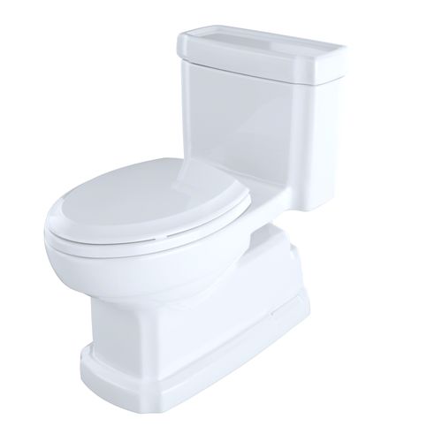 Main product image of Eco Guinevere Elongated 1.28 GPF Universal Height Skirted Toilet with CEFIONTECT and SoftClose Seat, Cotton White - MS974224CEFG#01