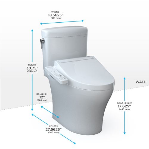 Main product image of WASHLET+ Aquia IV Cube Two-Piece Elongated Dual Flush 1.28 and 0.9 GPF Toilet with C2 Bidet Seat, Cotton White - MW4363074CEMFGN#01