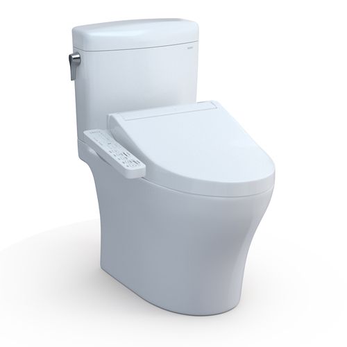 Main product image of WASHLET+ Aquia IV Cube Two-Piece Elongated Dual Flush 1.28 and 0.9 GPF Toilet with C2 Bidet Seat, Cotton White - MW4363074CEMFGN#01