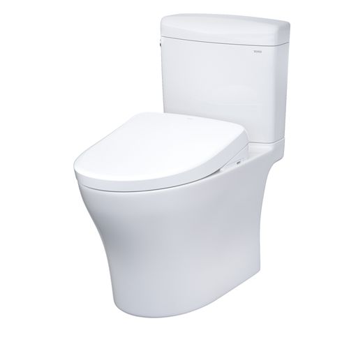 Main product image of WASHLET+ Aquia IV Cube Two-Piece Elongated Dual Flush 1.28 and 0.9 GPF Toilet with S7 Contemporary Bidet Seat, Cotton White - MW4364726CEMFGN#01