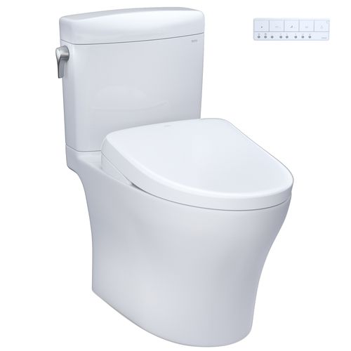 Main product image of WASHLET+ Aquia IV Cube Two-Piece Elongated Dual Flush 1.28 and 0.9 GPF Toilet with S7 Contemporary Bidet Seat, Cotton White - MW4364726CEMFGN#01