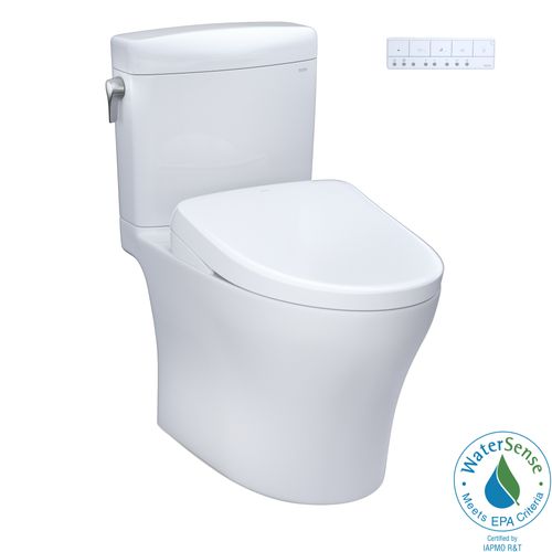 Main product image of WASHLET+ Aquia IV Cube Two-Piece Elongated Dual Flush 1.28 and 0.9 GPF Toilet with Auto Flush S7 Contemporary Bidet Seat, Cotton White - MW4364726CEMFGNA#01