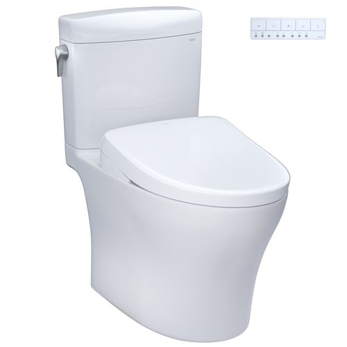 Main product image of WASHLET+ Aquia IV Cube Two-Piece Elongated Dual Flush 1.28 and 0.9 GPF Toilet with Auto Flush S7A Contemporary Bidet Seat, Cotton White - MW4364736CEMFGNA#01