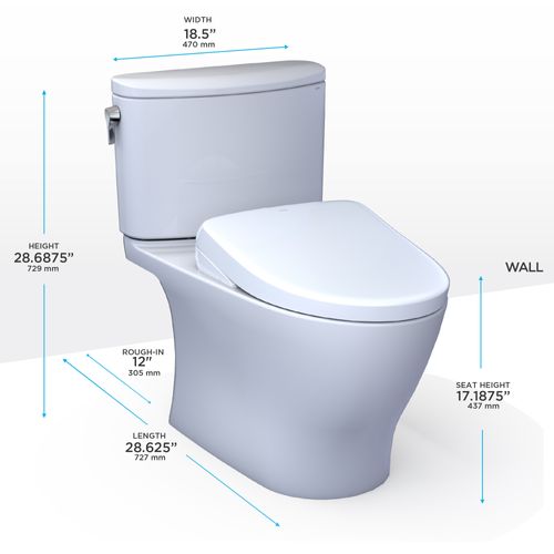 Main product image of WASHLET+ Nexus Two-Piece Elongated 1.28 GPF Toilet with Auto Flush S7 Contemporary Bidet Seat, Cotton White - MW4424726CEFGA#01