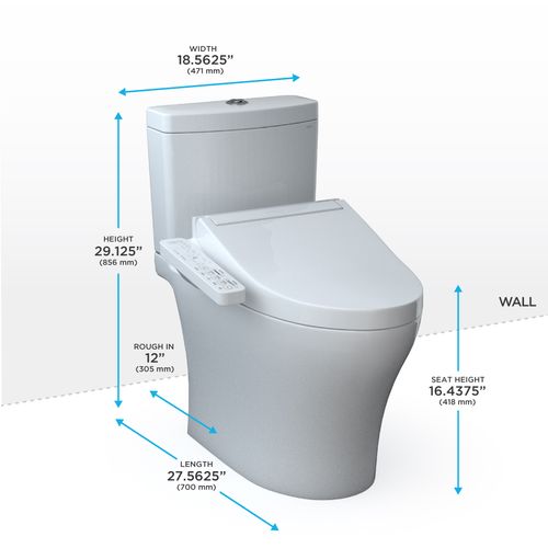 Main product image of TOTOWASHLET+ Aquia IV Two-Piece Elongated Dual Flush 1.28 and 0.9 GPF Toilet and WASHLET C2 Bidet Seat, Cotton White - MW4463074CEMGN#01