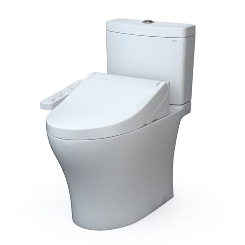 Main product image of TOTOWASHLET+ Aquia IV Two-Piece Elongated Dual Flush 1.28 and 0.9 GPF Toilet and WASHLET C2 Bidet Seat, Cotton White - MW4463074CEMGN#01