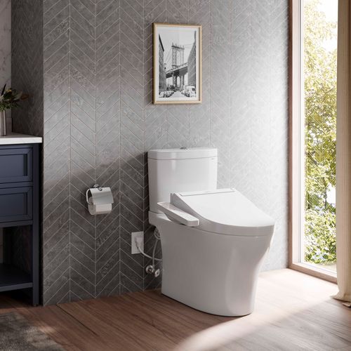 Main product image of TOTOWASHLET+ Aquia IV Two-Piece Elongated Dual Flush 1.28 and 0.9 GPF Toilet and WASHLET C2 Bidet Seat, Cotton White - MW4463074CEMGN#01