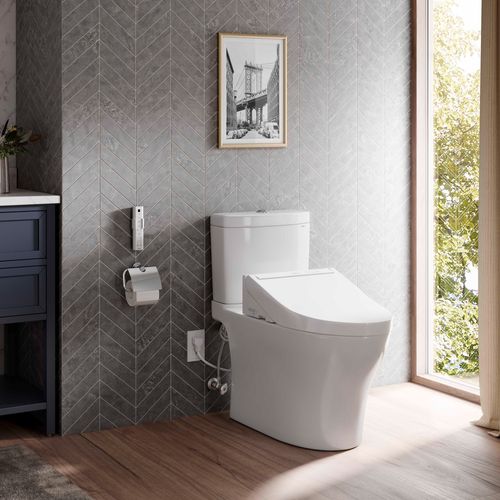 Main product image of WASHLET+ Aquia IV Two-Piece Elongated Universal Height Dual Flush 1.28 and 0.9 GPF Toilet and WASHLET C5 Bidet Seat, Cotton White - MW4463084CEMFGN#01