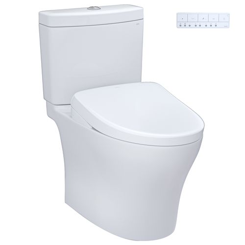 Main product image of WASHLET+ Aquia IV Two-Piece Elongated Dual Flush 1.28 and 0.9 GPF Toilet with S7 Contemporary Bidet Seat, Cotton White - MW4464726CEMFGN#01