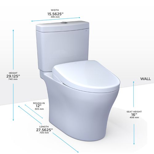 Main product image of WASHLET+ Aquia IV Two-Piece Elongated Dual Flush 1.28 and 0.9 GPF Toilet and Contemporary WASHLET S7 Contemporary Bidet Seat, Cotton White - MW4464726CEMGN#01