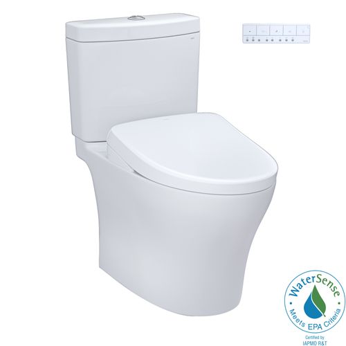 Main product image of WASHLET+ Aquia IV Two-Piece Elongated Dual Flush 1.28 and 0.9 GPF Toilet with Auto Flush S7A Contemporary Bidet Seat, Cotton White - MW4464736CEMFGNA#01