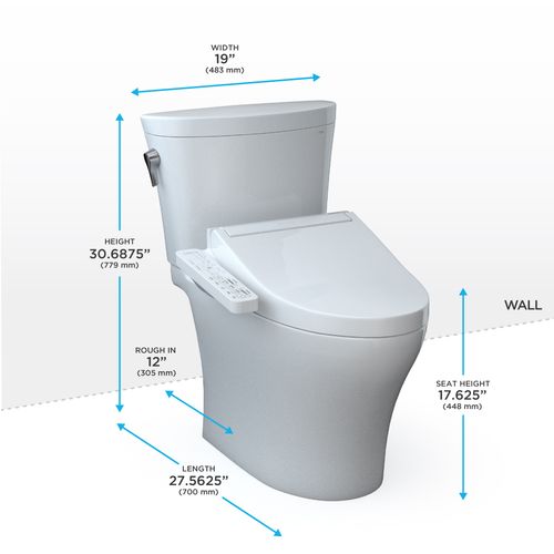 Main product image of WASHLET+ Aquia IV Arc Two-Piece Elongated Dual Flush 1.28 and 0.9 GPF Toilet with C2 Bidet Seat, Cotton White - MW4483074CEMFGN#01