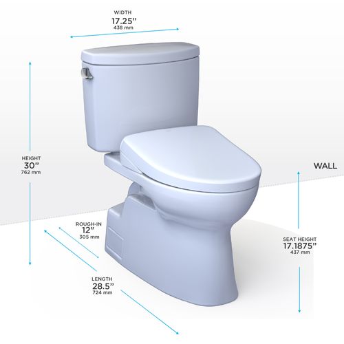 Main product image of WASHLET+ Vespin II Two-Piece Elongated 1.28 GPF Toilet and WASHLET+ S7A Contemporary Bidet Seat, Cotton White - MW4744736CEFG#01