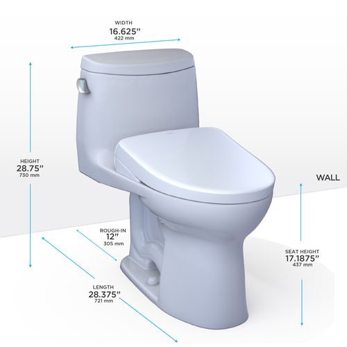 Main product image of WASHLET+ UltraMax II One-Piece Elongated 1.28 GPF Toilet and WASHLET+ S7A Contemporary Bidet Seat, Cotton White - MW6044736CEFG#01