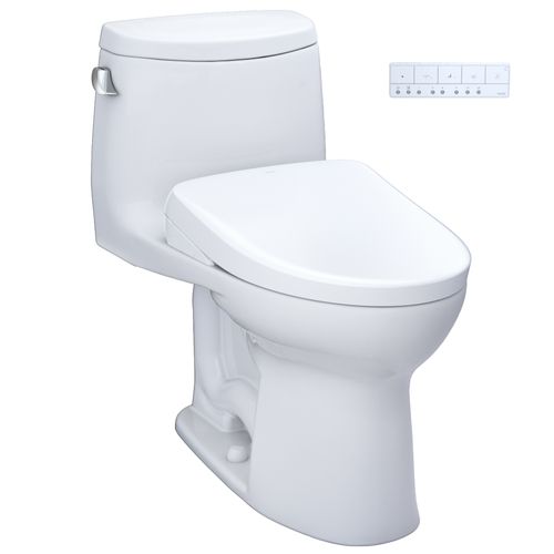 Main product image of WASHLET+ UltraMax II One-Piece Elongated 1.28 GPF Toilet and WASHLET+ S7A Contemporary Bidet Seat, Cotton White - MW6044736CEFG#01