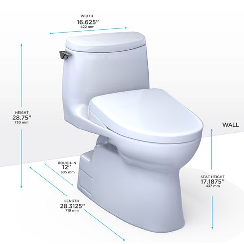 Main product image of WASHLET+ Carlyle II 1G One-Piece Elongated 1.0 GPF Toilet with Auto Flush WASHLET+ S7 Contemporary Bidet Seat, Cotton White - MW6144726CUFGA#01