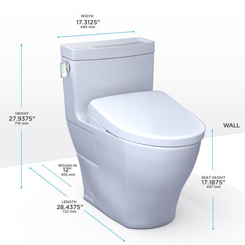 Main product image of WASHLET+ Legato One-Piece Elongated 1.28 GPF Toilet with Auto Flush S7A Contemporary Bidet Seat, Cotton White - MW6244736CEFGA#01
