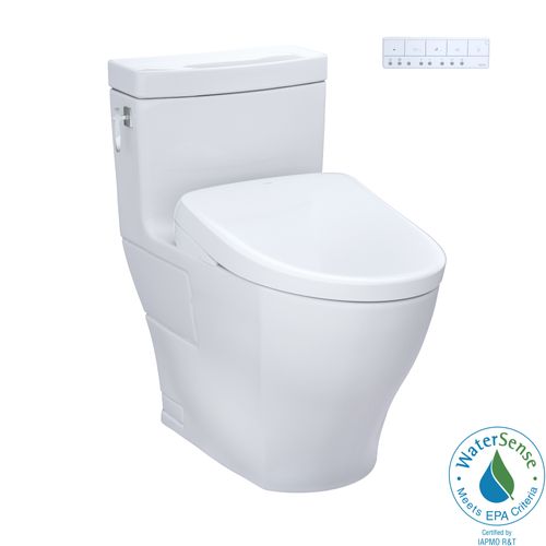 Main product image of WASHLET+ Aimes One-Piece Elongated 1.28 GPF Toilet and Contemporary WASHLET S7 Contemporary Bidet Seat, Cotton White - MW6264726CEFG#01