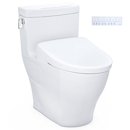 Main product image of WASHLET+ Aimes One-Piece Elongated 1.28 GPF Toilet with Auto Flush S7A Contemporary Bidet Seat, Cotton White - MW6264736CEFGA#01