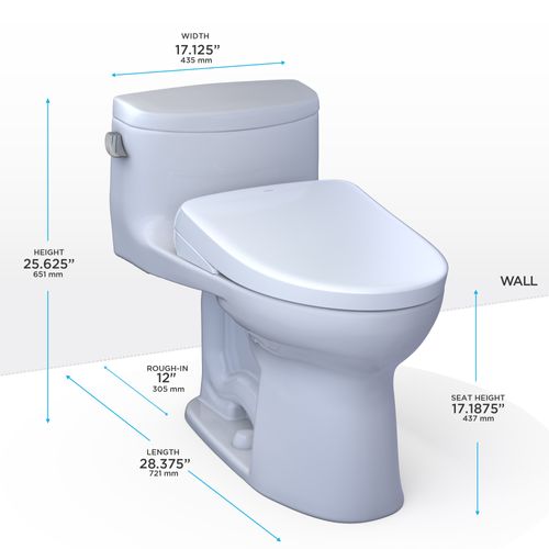 Main product image of WASHLET+ Supreme II One-Piece Elongated 1.28 GPF Toilet and WASHLET+ S7 Contemporary Bidet Seat, Cotton White - MW6344726CEFG#01