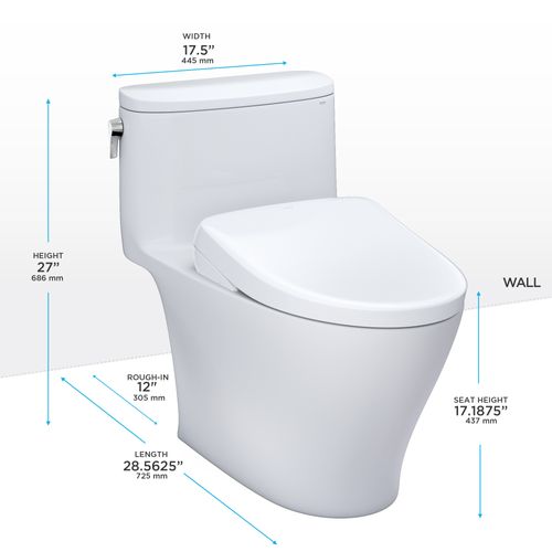 Main product image of WASHLET+ Nexus One-Piece Elongated 1.28 GPF Toilet with S7A Contemporary Bidet Seat, Cotton White - MW6424736CEFG#01