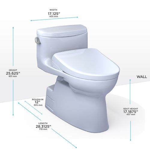 Main product image of WASHLET+ Carolina II One-Piece Elongated 1.28 GPF Toilet and WASHLET+ S7 Contemporary Bidet Seat, Cotton White - MW6444736CEFG#01